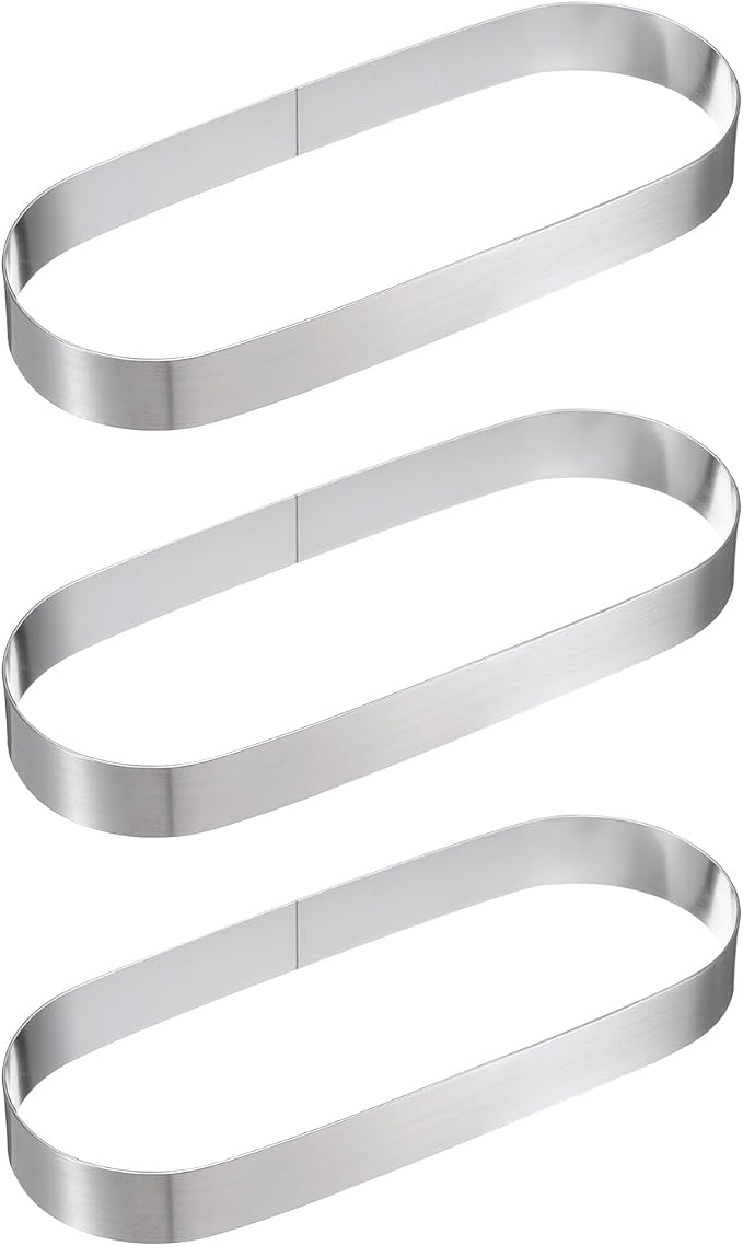 uxcell 3pcs Oval Cake Rings 6.8 x 3 Inch Stainless Steel Cake Pastry Molds Nonstick Baking Ring for Cake Dessert Molding, Mousse Pastries Making, Silver Tone