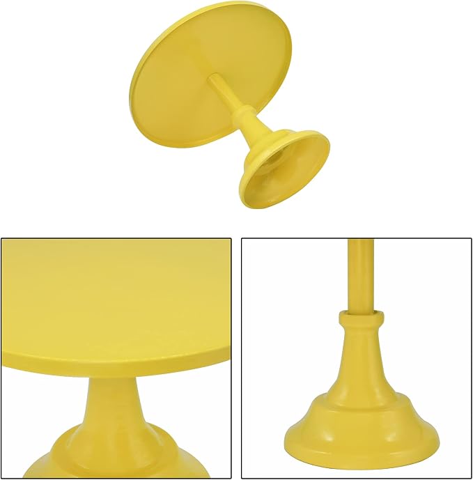 Set of 3 Pieces Cake Stands Iron Cake Holder Dessert Display Plate Serving Tray for Baby Shower Wedding Birthday Party (Yellow)