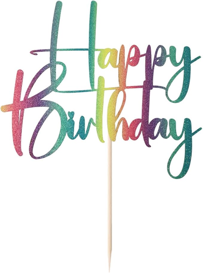 Gold Glitter Happy Birthday Cake Topper, Happy Birthday Cake Bunting Deco, Baby Gender Reveal Party/Anniversary Party Decoration Supplies -colour(7)