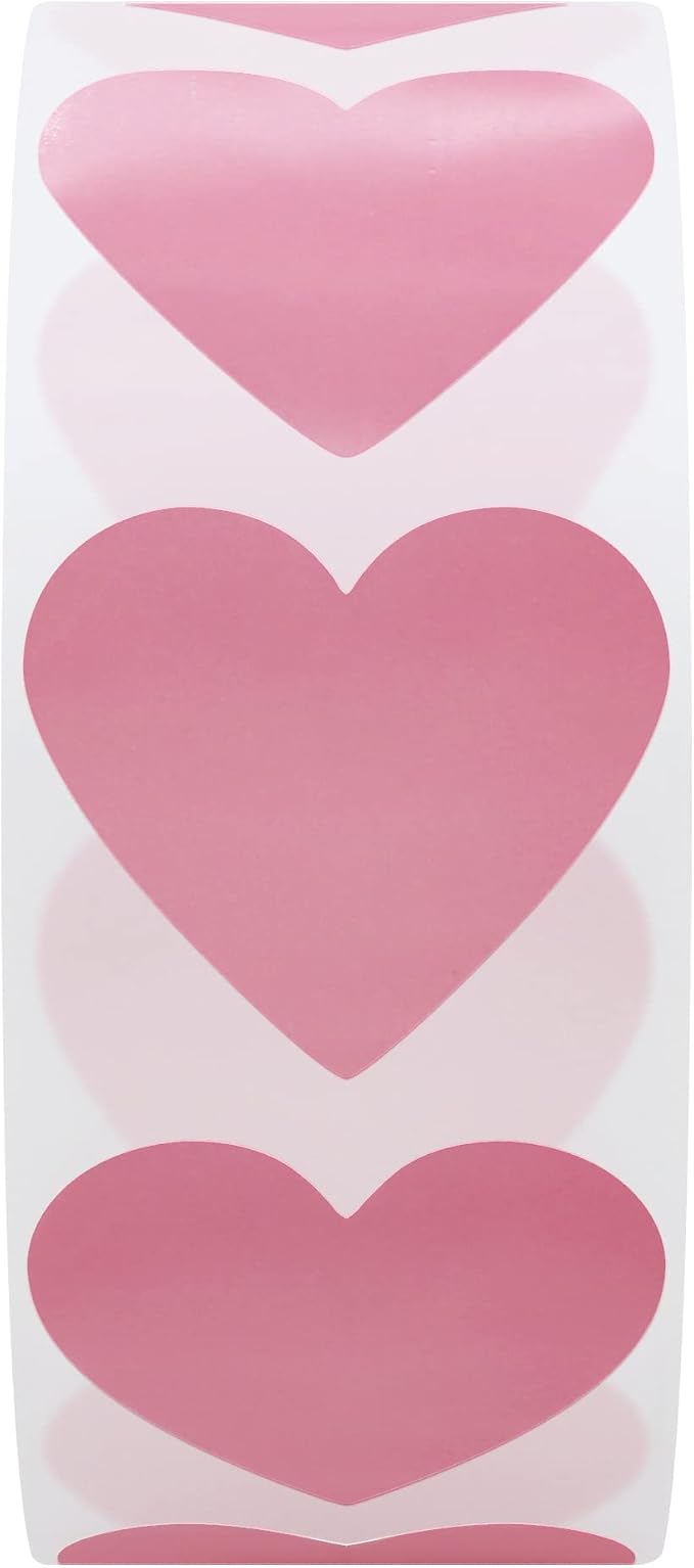 Hybsk 1000pcs 30mm Pink Heart Stickers for Party Decorations Crafting Scrapbooking (Pink)