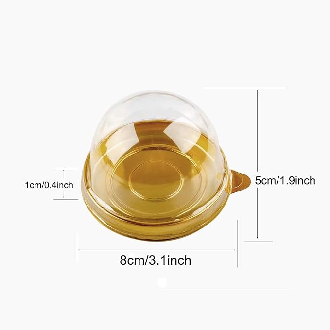 Clear Plastic Cake Boxes, Round Cupcake Holders, Mini Dessert Packaging with Lids for Cupcakes, Macarons, Muffins Baking Gifts (50 Pack)
