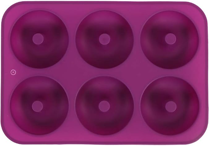 Haofy Silicone Donut Mold, NonStick Baking Tray for Bagels and Muffins, 6 Cavity Heat Tolerant Doughnut Mold for Home Bakers (Purple)