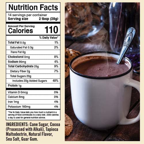 Castle Kitchen Double Decadent Dark Hot Chocolate Mix (28 oz) – Dairy-Free, Vegan, Plant Based, Gluten-Free, Non-GMO Project Verified, Kosher Hot Cocoa – Just Add Water – 14 oz Tin, Pack of 2