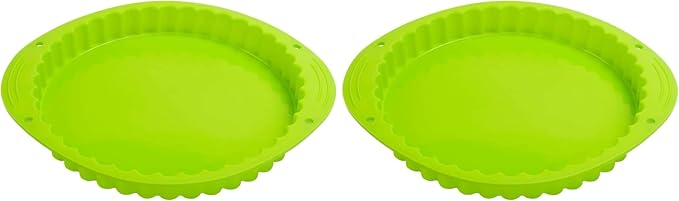 Webake Tart Pan Silicone Pie/Flan Pan 9.5 Inch Quiche Baking Dish Non-Stick Pizza Pie Mold (Pack of 2)