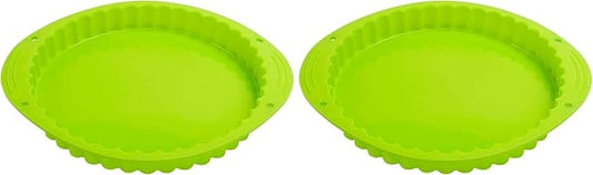 Webake Tart Pan Silicone Pie/Flan Pan 9.5 Inch Quiche Baking Dish Non-Stick Pizza Pie Mold (Pack of 2)