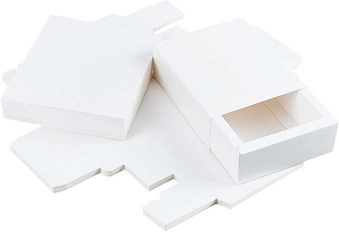 BENECREAT 20 Pack Kraft Paper Drawer Box 4.5x3x1.7" Festival Gift Wrapping Boxes Soap Jewelry Candy Weeding Party Favors Gift Packaging Boxes, White