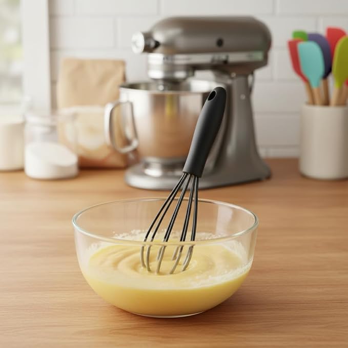 Mini Silicone Whisk, Egg Beater and Blender for Baking and Cooking, 6 Inch Compact Design, Dishwasher Kitchen Utensils