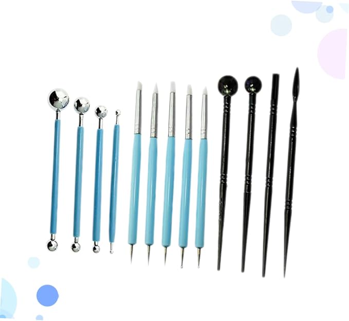 Zerodeko 13-Piece Fondant Sculpting Tools Kit for Cake Decoration Cake Engraving Pen Set Textured Edges for Pottery and Sugarcraft Modeling