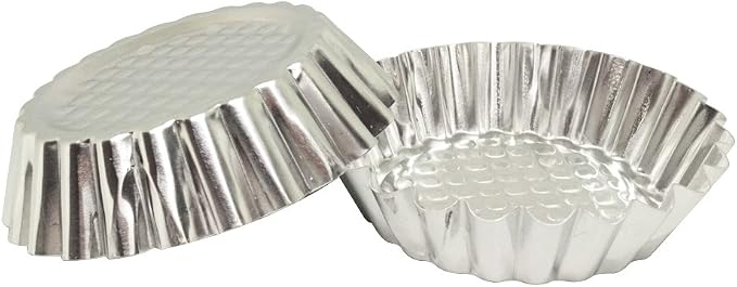 MYStar Set of 20, 3-3/4" Fluted Design Round Shape Non-stick Aluminum Tart Mold, Mini Pie Tin, Tartlet Pan