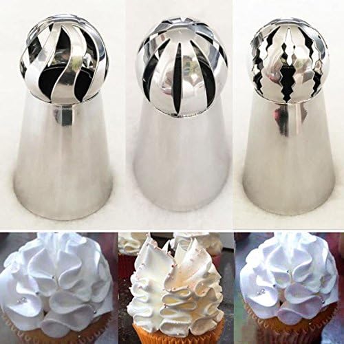 Russian Piping Tips Set 3 Pcs Stainless Steel, Icing Nozzles for Cake Cupcake Decorating Baking Tools