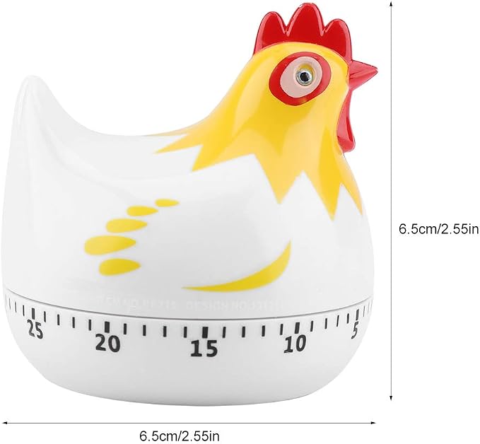 Joyzan Chicken Cartoon Kitchen Timer, Chick Hen Pattern Baking Countdown Mechanical Rotating Loud Alarm Mini Counters Timing Reminder Lovely Cute Manual Egg Animal Time Management Clock Home Study