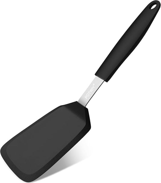 Silicone Spatula, 13 x 3.2 In, 600°F Heat Resistant (Black) | Flexible Turner, BPA Free, Non Scratch for Non Stick Frying Pan, Kitchen Cooking, Flipping, Dishwasher Safe