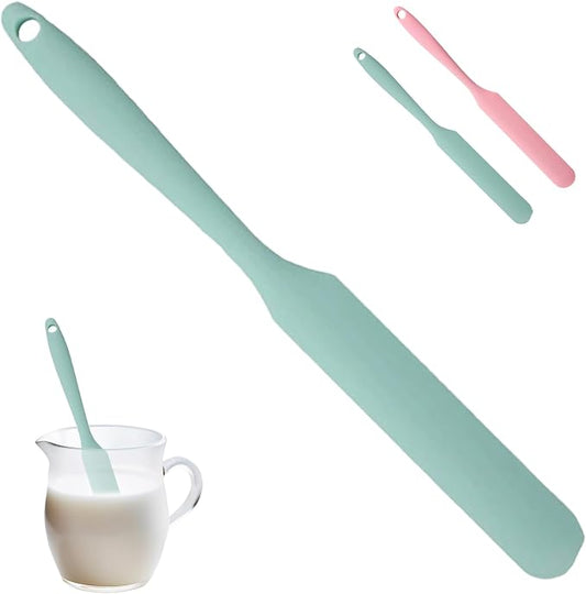 Silicone Jar Spatula,Non-Stick Heat Resistant Kitchen Thin Spatula,Sourdough Stirring Stick,Jam Spreader for Peanut Butter,Cake Cream Butter Spatulas for Scraping Icing Bread Cream (Light green)