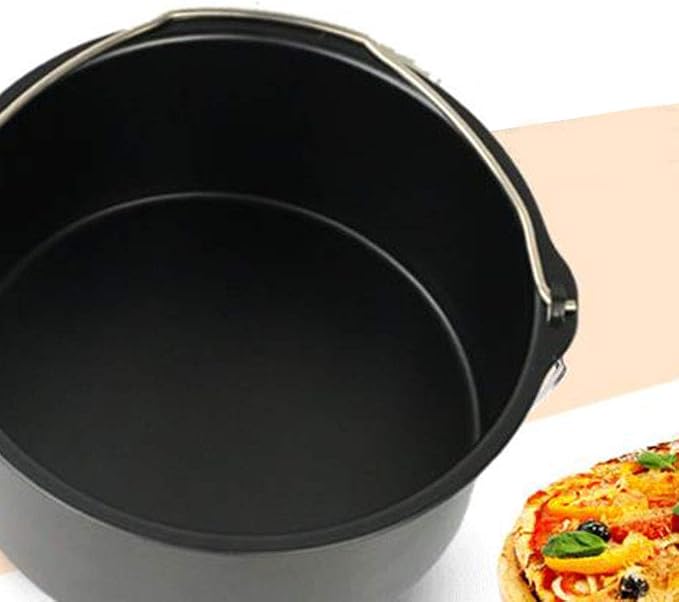 Air Fryer Cake Pan, Nonstick Baking Pans Barrel Air Fryer Bread Pizza Baking Pan Deep for Instan-t Pot Round Airfryer Cake Basket Pan Accessory Dishwasher Safe(SIZE:7 Inch)