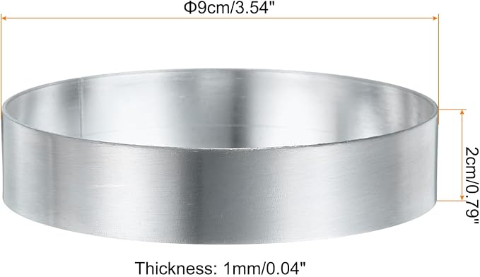 HARFINGTON 4Pcs Round Cake Ring 3.54 x 1 Inch Seamless Stainless Steel Pastry Mousse Dessert Ring Mirror Coating for Baking Cooking English Muffins Crumpet Making Tool