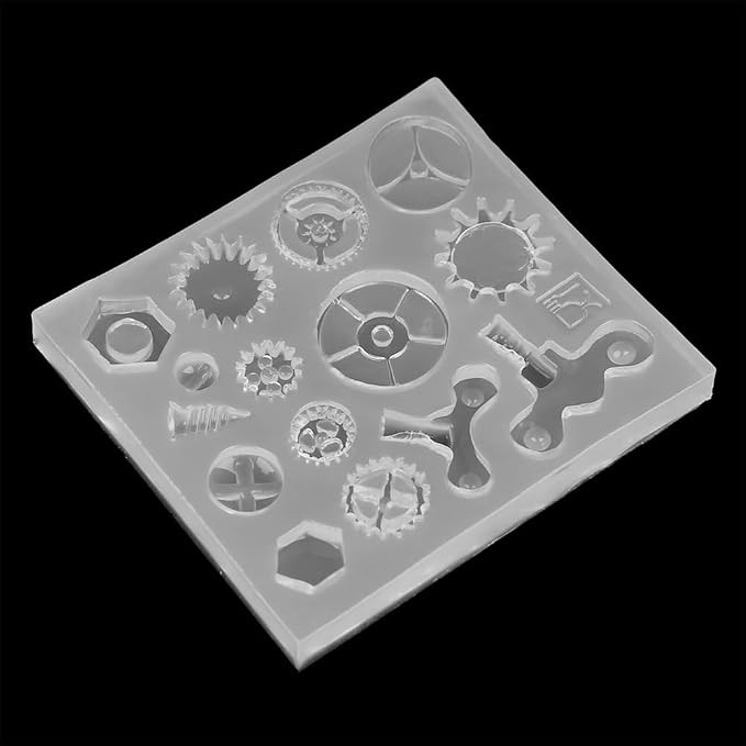 Gear Shape Silicone Mold 4 Pcs – Food Grade Fondant Mold for DIY Chocolate Cake Decorating, Resin Jewelry Crafting Kit