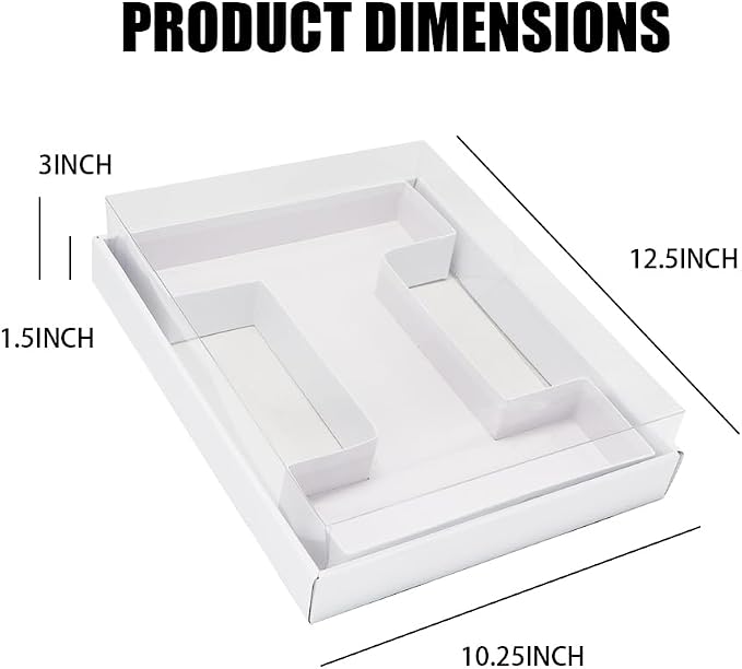 WENPACK 12.5" Cardboard Letter Shaped Mache Charcuterie Tray Strawberries Fillable Grazing Box with Clear Lid (White, I)