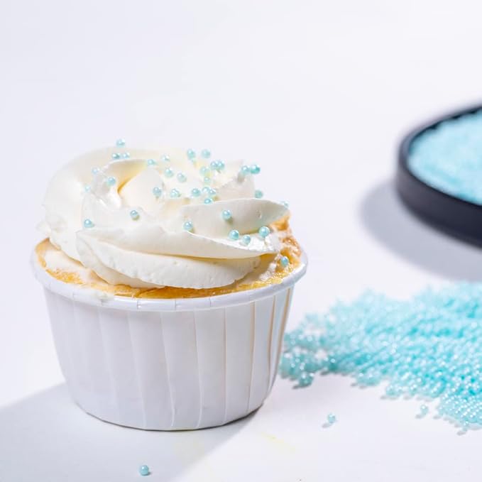 Blue Sprinkles Edible Pearl,130g 4.6OZ Cake Sprinkles,Cookie Sprinkles,Sugar Pearl, Edible Candy Pearls for Cake Cupcake Decorationg (4mm-qianblue)