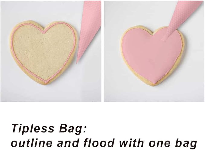 Weetiee Tipless Piping Bags - 100pcs 12-Inch Disposable Piping Pastry Bag for Royal Icing/Cookies Decorating - Best Frosting Icing Bags Cookie/Cake Decorating Tools - Bonus 2 Clips &1 Scriber Needle