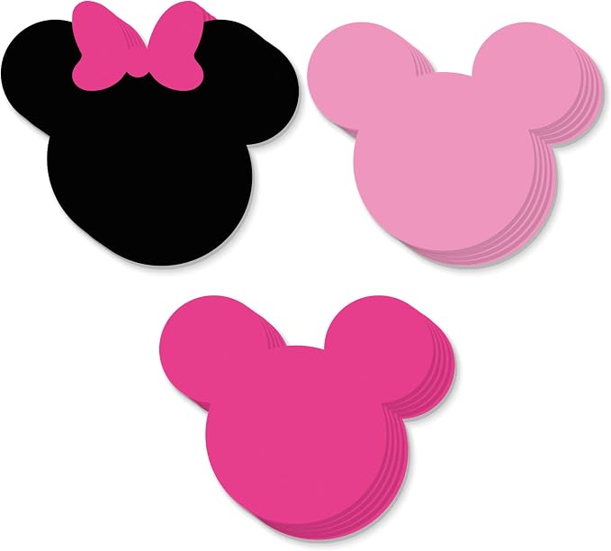 Vuzvuv 48Pcs Girl Mouse Paper Cutouts with 100Pcs Glue Points,Girl Mouse Cut Outs Bulletin Board Decorations for Birthday Party Theme Decor Supplies