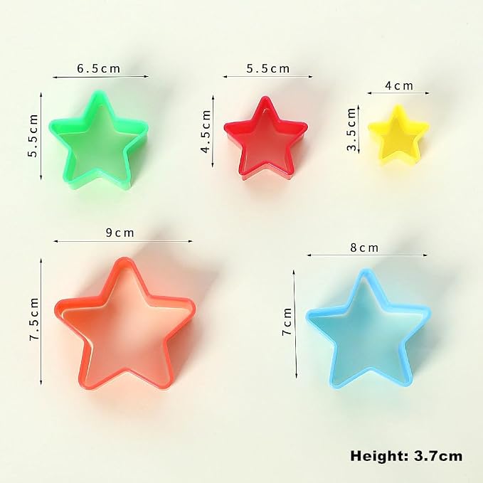 Cookie Cutter Set for Baking, 5PCS Sandwich Fondant Cake Fruit Vegetable Shapes Cutter Set (Star)