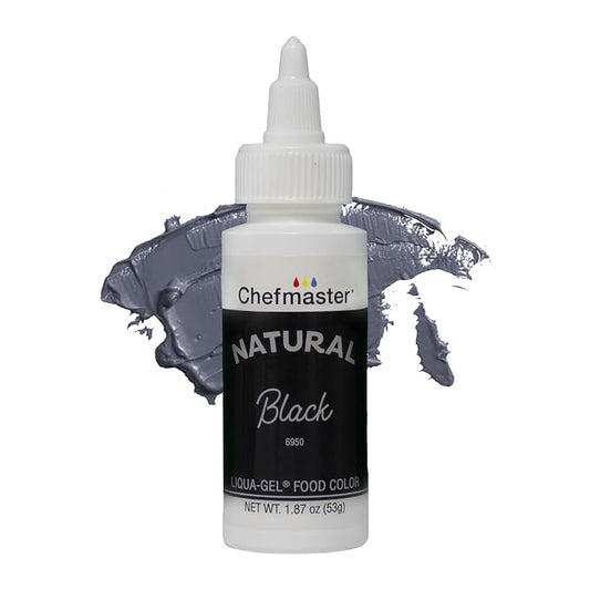 Plant‑Based Natural Liqua-Gel Food Coloring by Chefmaster, No Artificial Dyes, Gel Color for Icing, Frosting, Fondant, & Decorating, Quality Crafted in California USA (Black)