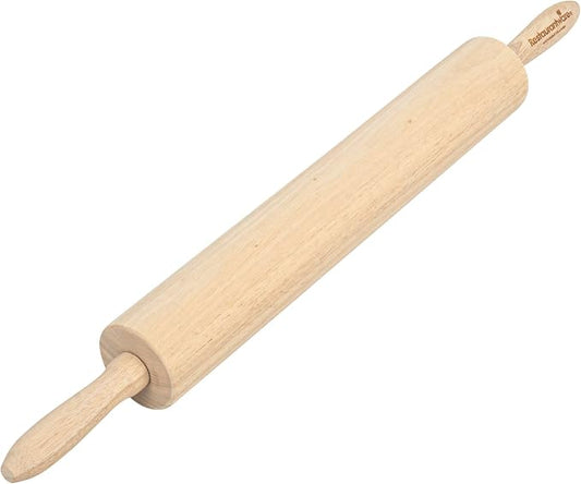Restaurantware Wood Rolling Pin 10 Count 15 Inches Solid Wood Baking Tool, Ergonomic Dough Roller With Smooth Rotation, Beige Kitchen Pastry Tool for Professional Bakers