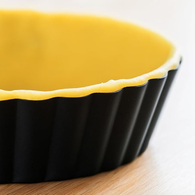 7.87 Inch Deep Dish Pie Pan with Removable Bottom - Fluted Carbon Steel Tart Pan for Quiche Lorraine & Pies - Crispy Crust Baking Dish for Home Bakers