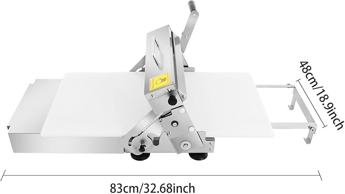 Manual Dough Sheeter Machine, Stainless Steel & PP Manual Dough Roller for Laminated Pastries, Commercial & Home Baking, Adjustable Thickness 0-25mm, No Electricity Needed, Silver