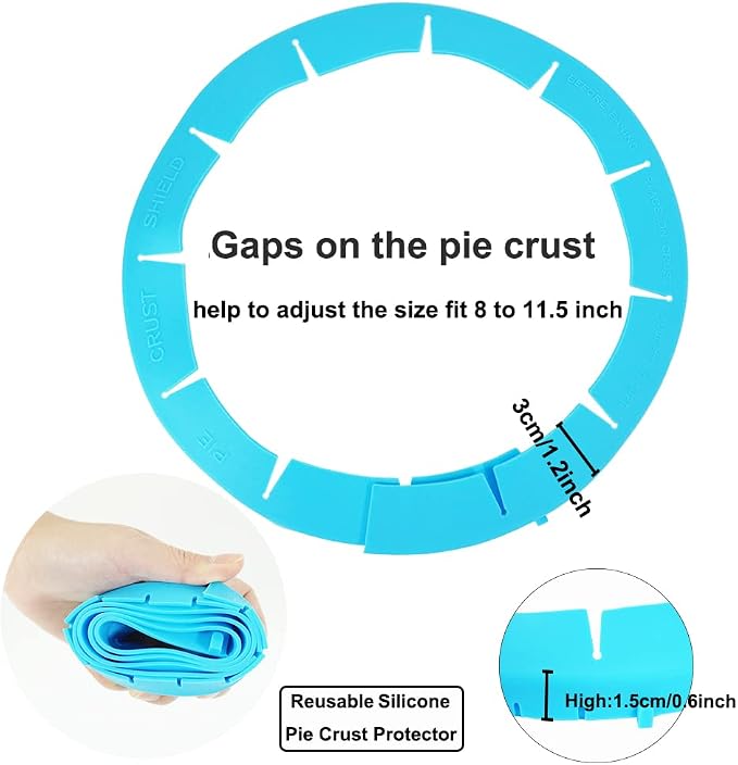 Adjustable Silicone Pie Crust Shield Pie BPA-free Protectors Cover Kitchen Tool for Baking Pie Pizza, Fits 8-11.5 Inches Pie (Blue-2pcs)