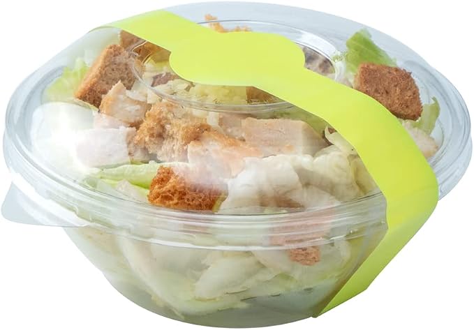 Restaurantware RW Base 12 x 1.5 Inch Packaging Bands 100 Self-Adhering Belly Bands - Disposable Strong Green Paper Label Stickers For Packaging Supplies Keeps Take Out Containers Sealed