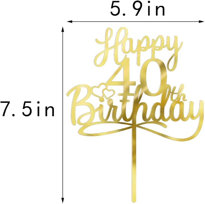 Sleyberoy Acrylic Happy 40th Birthday Cake Topper- Hello 140,Cheers to 40 Years,40th Anniversary/Birthday Party、 men and women Happy forty Birthday Selected cake decoration (40th)