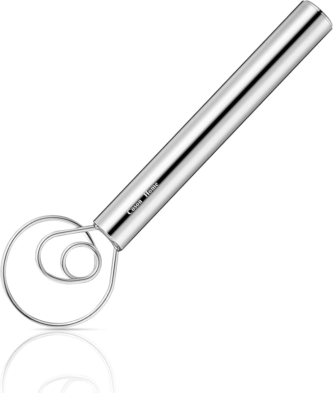 Small Ring Danish Dough Whisk Stainless Steel, Suitable for Sourdough Jar, Hand Mixing Tool for Mixing Various Bread Doughs, A Good Baking Starter, Ring Small As An Egg, 9 Inches Length