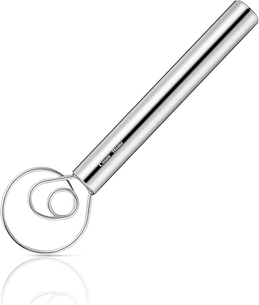 Small Ring Danish Dough Whisk Stainless Steel, Suitable for Sourdough Jar, Hand Mixing Tool for Mixing Various Bread Doughs, A Good Baking Starter, Ring Small As An Egg, 9 Inches Length
