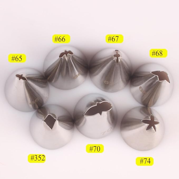 Russian Leaf Piping Tip Set,#65 66 67 68 70 74 352 Icing Tips for Leaves,Ruffles,Petals,Smal Leaf Decorating Tips wth Standard Plastic Coupler,8 Pcs