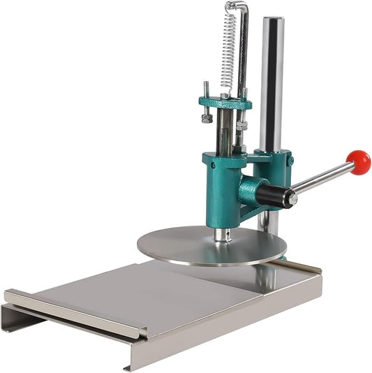Manual Dough Press Machine Pizza Roller Sheeter Pastry Maker Hand Tool Bread Cast Iron Base Dual Plates 304 Stainless Steel Commercial Chapati Sheet Crust Flat Presser 7.9 X 0.2 In