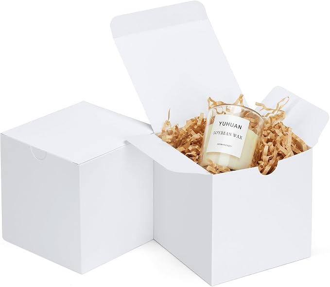 Eupako Gift Boxes 4x4x4 25 Pack White Kraft Paper Box with Lids Party Favor Boxes for Bridesmaids Proposal, Crafting, Cupcake, Wedding, Christmas