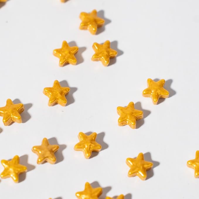 NIPEOR Chrismas Gold Star Sprinkles 4.6oz/130g,Edible Pearls Sugar for Cake Cupcake Decorations Edible Candy Cake Topper for Cake Decorating (Golden Large Star)