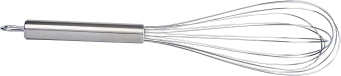 Restaurantware 12 in Stainless Steel Wire Whisk - German Standard Kitchen Balloon Whisk with Ergonomic Handle, Dishwasher Safe - Durable French Whisk for Cooking, Mixing Thick Batter and Sauce