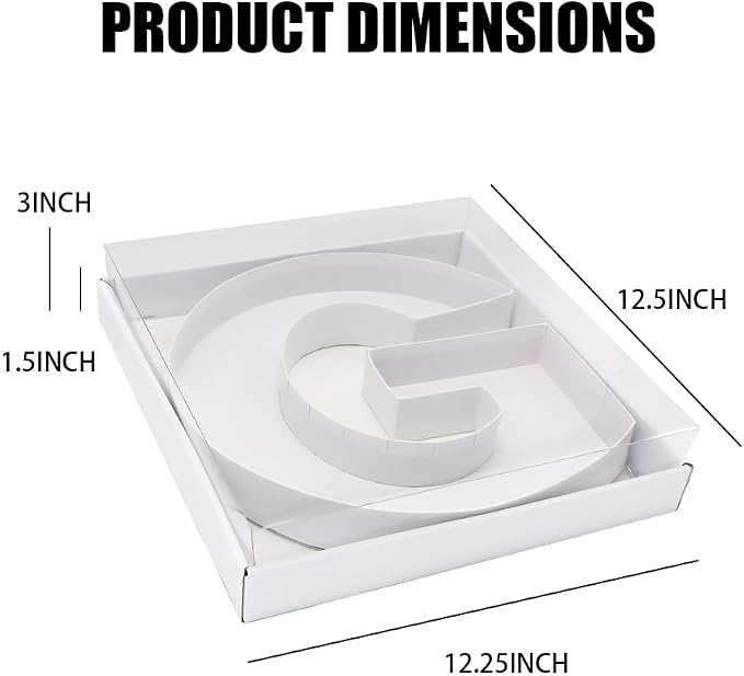 WENPACK 12.5" Cardboard Letter Shaped Mache Decorative Strawberries Fillable Sweets Candy Box with Clear Lid (White, G)
