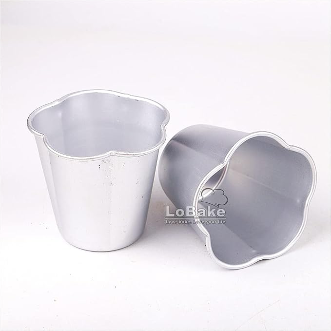 LoBake 10pcs per lot Various Design Fluted Edge Wavy Flower Cup Boat Round Shape Aluminium Tart Mould Jelly Pudding Cup Cupcake Mold Baking (C12)
