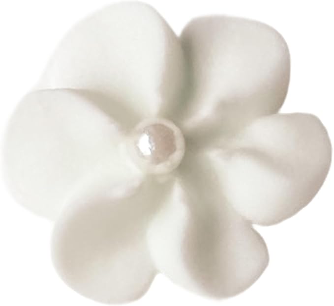 Mini Edible Royal Icing Flowers (36 Count), Petite Edible Flower Cake Decorations, Edible Flowers for Cupcakes, Flowers with Pearl Sprinkles for Cakes & Cupcakes, by Global Sugar Art (White, 36 Count)
