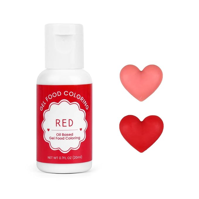 Oil Based Food Coloring for Chocolate, 20ml Edible Red Oil Based Food Coloring Gel for Cake Decorating, Sugar, Candy Melts, Baking, Cookies, Icing Frosting, Meringues, Cream- 0.7 Fl. Oz(Red)