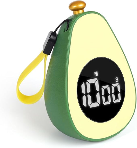 Avocado Digital Countdown Timer, Cute Kitchen Gadget, Adjustable Volume Timer for Cooking and Baking, One-Button Design, 99-Minute, Use AAA Battery, Portable Digital Timer, Home Kitchen Tool