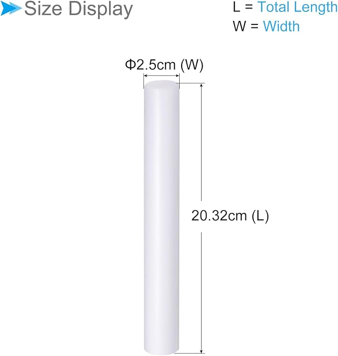 Acrylic Clay Roller, 8 Inch Length 1 Inch Dia., Acrylic Non-Stick Rolling Pin Roller White - (Applications: for Shaping Sculpting)