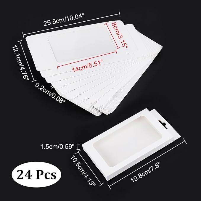 NBEADS 24 Pcs White Kraft Gift Box, 4.1×0.6×7.8 Inch Cookie Packaging Boxes with PVC Visible Window Kraft Treat Boxes Fold Paper Boxes for Party Favor Treats Bakery and Jewelry Packaging