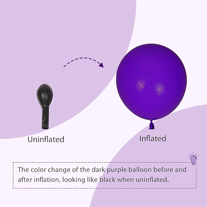 120pcs Dark Purple Balloons, 18 12 10 5 inch Purple Balloons Different Sizes Balloon Arch Kit for Graduation Birthday Wedding Baby Shower Party Decorations