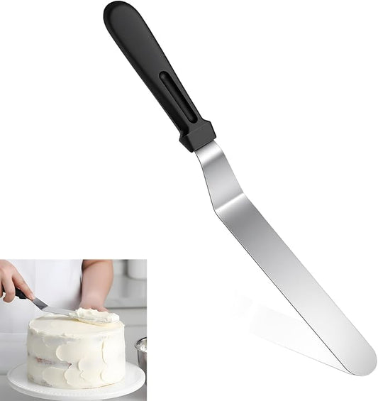 8" Icing Spatula, Offset Spatula Stainless Steel Angled Cake Spatulas Frosting Spatulas with Ergonomic Plastic Handle Cake scraper for Cakes Decorating, Frosting, Baking