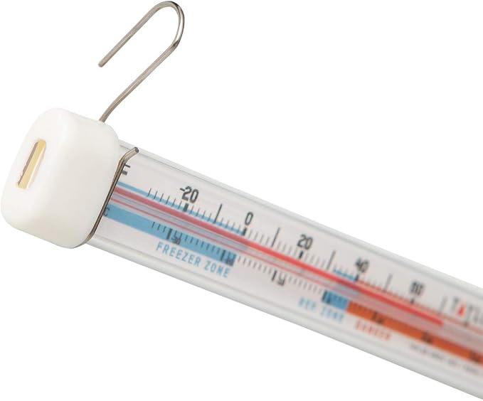 Taylor Kitchen Refrigerator/Freezer Kitchen Thermometer with Magnified Lens, Stainless Steel (Pack of 2)