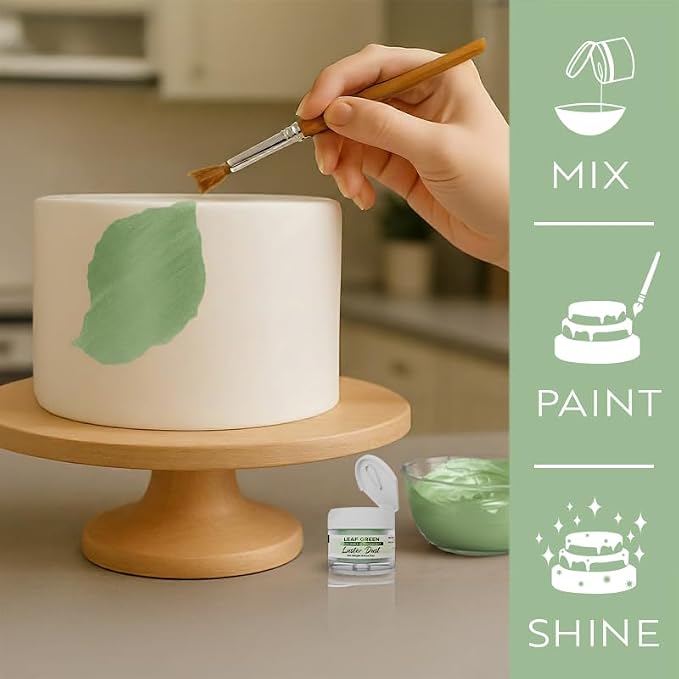 Luster Dust - Leaf Green (4g 1x Jar) | Edible Vegan Dust & Paint for Cake Decorating, Ice Cream, Desserts, Cocktails and Beverages by Bakell